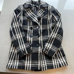 New York & Company wool blend plaid winter coat size 4